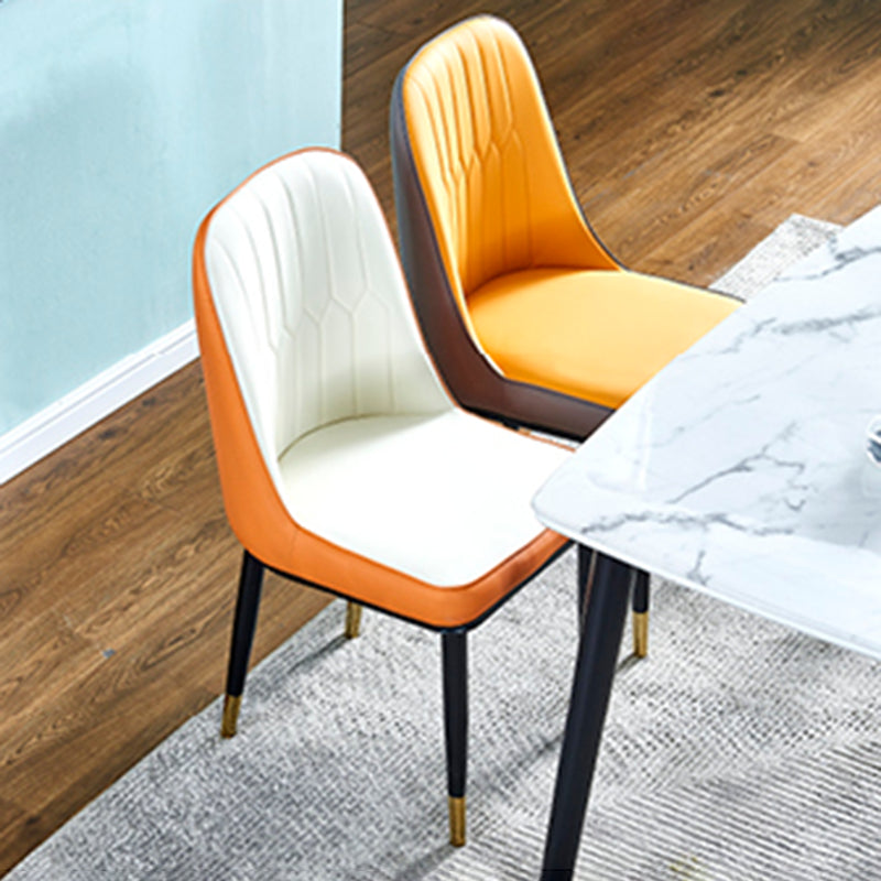 Metal Base Indoor Chair 18'' Wide Parsons Leather Chair for Restaurant Clearhalo ' kitchen&dining_furn' 'Dining Chairs' 'Dining Tables & Seating' 'dining_chair' 'furn' 'furn_dining_chair' 'Furniture' 'furniture_dining_chair' 'Kitchen & Dining Furniture' 'kitchen' 3493239