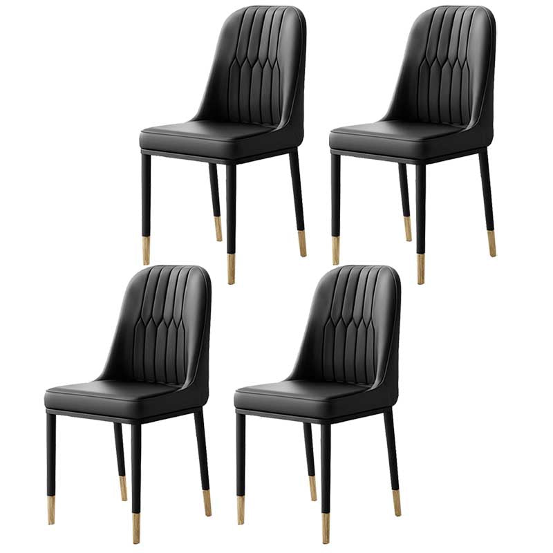 Metal Base Indoor Chair 18'' Wide Parsons Leather Chair for Restaurant Black 4 Piece Set Clearhalo ' kitchen&dining_furn' 'Dining Chairs' 'Dining Tables & Seating' 'dining_chair' 'furn' 'furn_dining_chair' 'Furniture' 'furniture_dining_chair' 'Kitchen & Dining Furniture' 'kitchen' 3493240