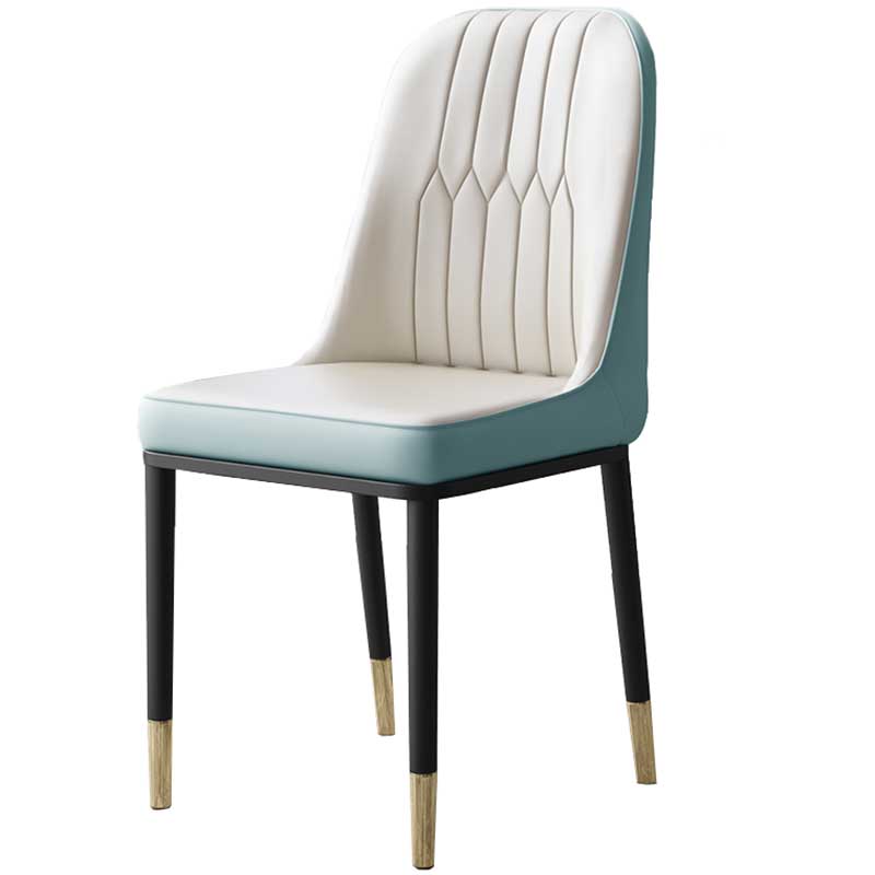 Metal Base Indoor Chair 18'' Wide Parsons Leather Chair for Restaurant White-Blue 1 Piece Clearhalo ' kitchen&dining_furn' 'Dining Chairs' 'Dining Tables & Seating' 'dining_chair' 'furn' 'furn_dining_chair' 'Furniture' 'furniture_dining_chair' 'Kitchen & Dining Furniture' 'kitchen' 3493244
