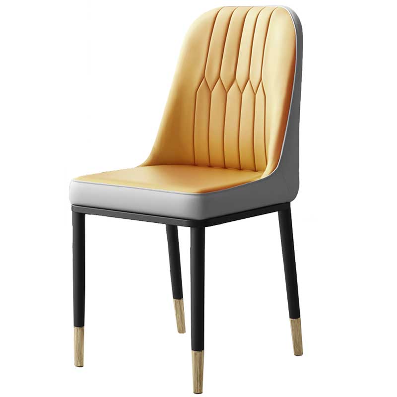 Metal Base Indoor Chair 18'' Wide Parsons Leather Chair for Restaurant Gray-Orange 1 Piece Clearhalo ' kitchen&dining_furn' 'Dining Chairs' 'Dining Tables & Seating' 'dining_chair' 'furn' 'furn_dining_chair' 'Furniture' 'furniture_dining_chair' 'Kitchen & Dining Furniture' 'kitchen' 3493247