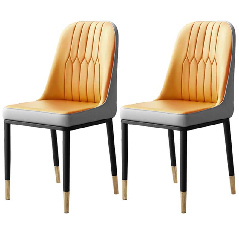 Metal Base Indoor Chair 18'' Wide Parsons Leather Chair for Restaurant Gray-Orange 2 Piece Set Clearhalo ' kitchen&dining_furn' 'Dining Chairs' 'Dining Tables & Seating' 'dining_chair' 'furn' 'furn_dining_chair' 'Furniture' 'furniture_dining_chair' 'Kitchen & Dining Furniture' 'kitchen' 3493248