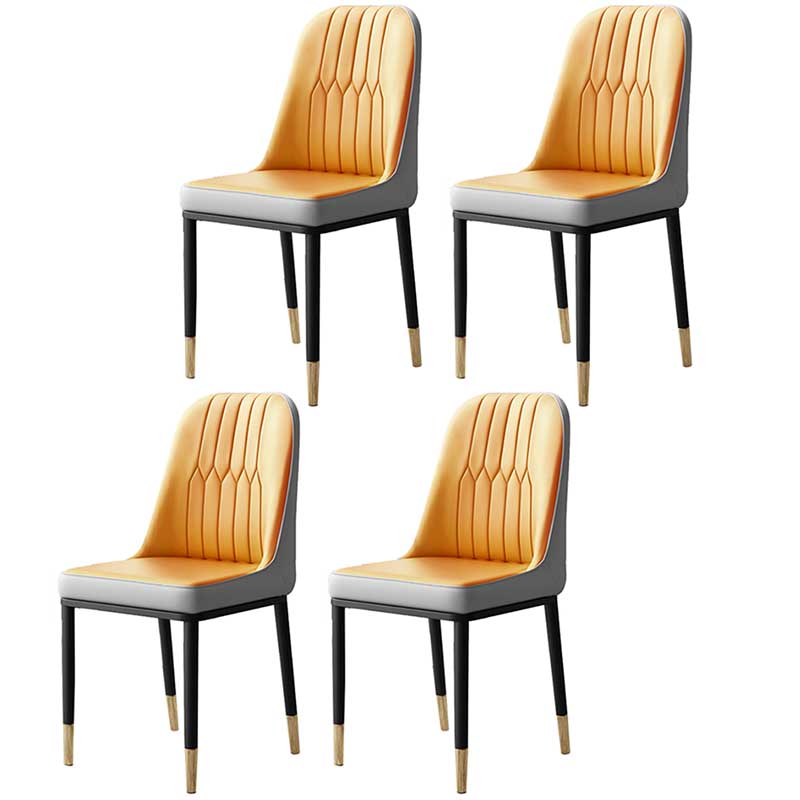 Metal Base Indoor Chair 18'' Wide Parsons Leather Chair for Restaurant Gray-Orange 4 Piece Set Clearhalo ' kitchen&dining_furn' 'Dining Chairs' 'Dining Tables & Seating' 'dining_chair' 'furn' 'furn_dining_chair' 'Furniture' 'furniture_dining_chair' 'Kitchen & Dining Furniture' 'kitchen' 3493249