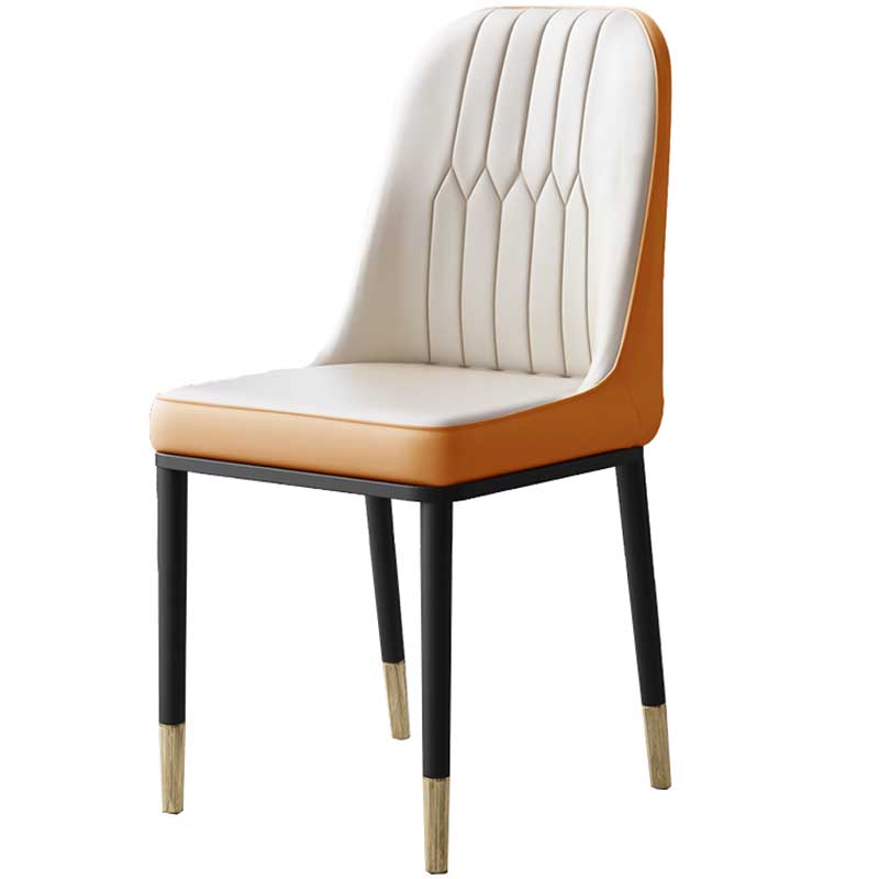 Metal Base Indoor Chair 18'' Wide Parsons Leather Chair for Restaurant White-Saffron 1 Piece Clearhalo ' kitchen&dining_furn' 'Dining Chairs' 'Dining Tables & Seating' 'dining_chair' 'furn' 'furn_dining_chair' 'Furniture' 'furniture_dining_chair' 'Kitchen & Dining Furniture' 'kitchen' 3493250