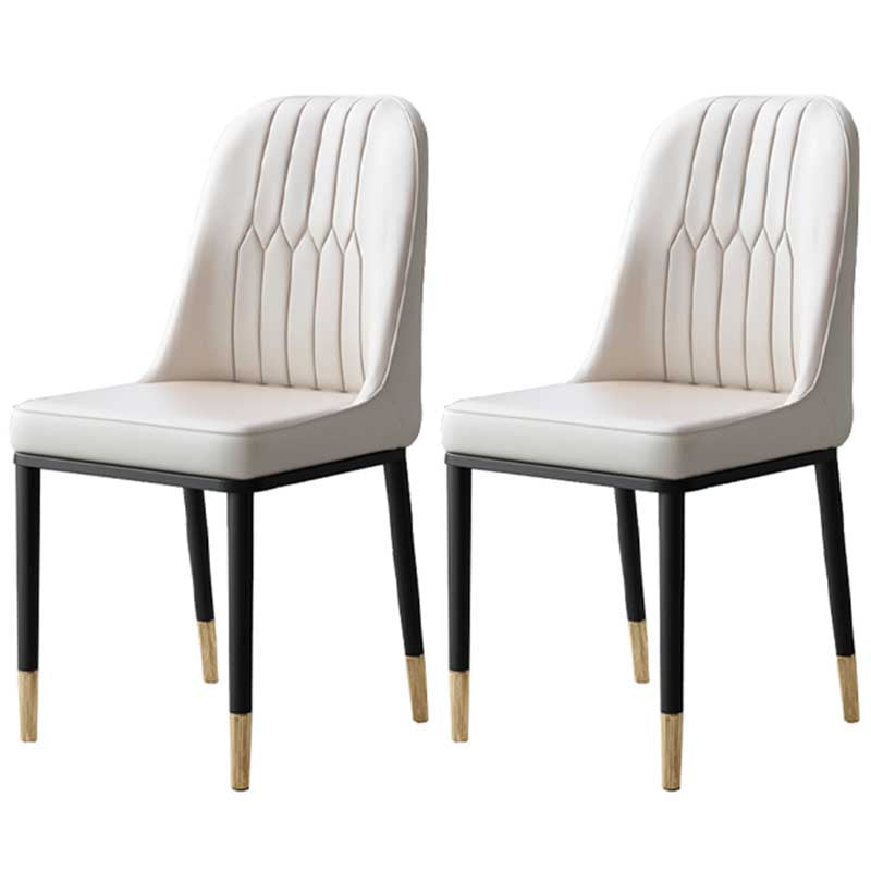 Metal Base Indoor Chair 18'' Wide Parsons Leather Chair for Restaurant Grey 2 Piece Set Clearhalo ' kitchen&dining_furn' 'Dining Chairs' 'Dining Tables & Seating' 'dining_chair' 'furn' 'furn_dining_chair' 'Furniture' 'furniture_dining_chair' 'Kitchen & Dining Furniture' 'kitchen' 3493254