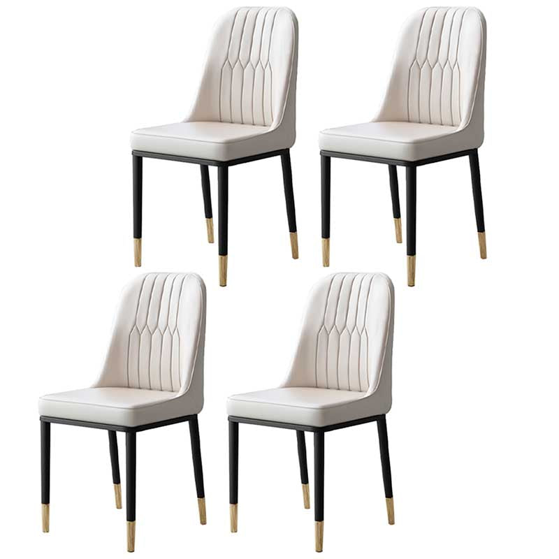 Metal Base Indoor Chair 18'' Wide Parsons Leather Chair for Restaurant Grey 4 Piece Set Clearhalo ' kitchen&dining_furn' 'Dining Chairs' 'Dining Tables & Seating' 'dining_chair' 'furn' 'furn_dining_chair' 'Furniture' 'furniture_dining_chair' 'Kitchen & Dining Furniture' 'kitchen' 3493255