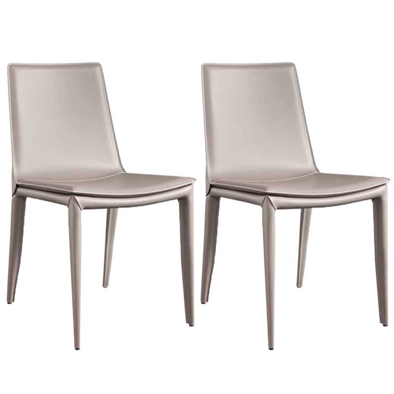 Contemporary Kitchen PU Leather Dining Side Chair Parson Dining Side Chair Gray-Khaki 2 Piece Set Clearhalo ' kitchen&dining_furn' 'Dining Chairs' 'Dining Tables & Seating' 'dining_chair' 'furn' 'furn_dining_chair' 'Furniture' 'furniture_dining_chair' 'Kitchen & Dining Furniture' 'kitchen' 3493257