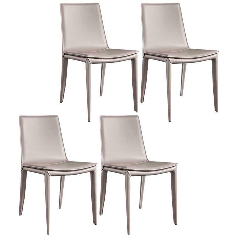 Contemporary Kitchen PU Leather Dining Side Chair Parson Dining Side Chair Gray-Khaki 4 Piece Set Clearhalo ' kitchen&dining_furn' 'Dining Chairs' 'Dining Tables & Seating' 'dining_chair' 'furn' 'furn_dining_chair' 'Furniture' 'furniture_dining_chair' 'Kitchen & Dining Furniture' 'kitchen' 3493258