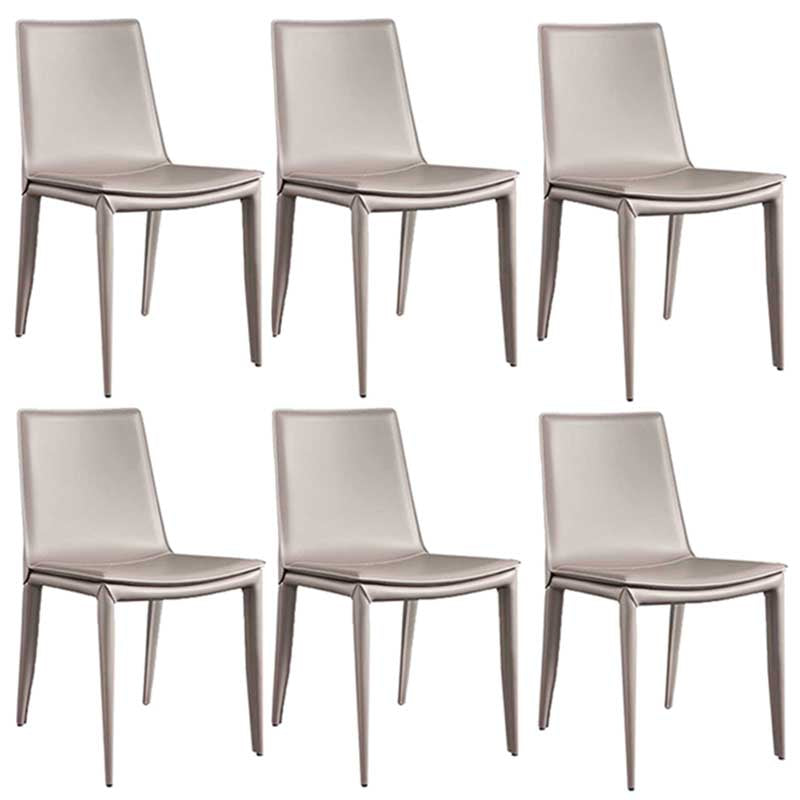 Contemporary Kitchen PU Leather Dining Side Chair Parson Dining Side Chair Gray-Khaki 6 Piece Set Clearhalo ' kitchen&dining_furn' 'Dining Chairs' 'Dining Tables & Seating' 'dining_chair' 'furn' 'furn_dining_chair' 'Furniture' 'furniture_dining_chair' 'Kitchen & Dining Furniture' 'kitchen' 3493261
