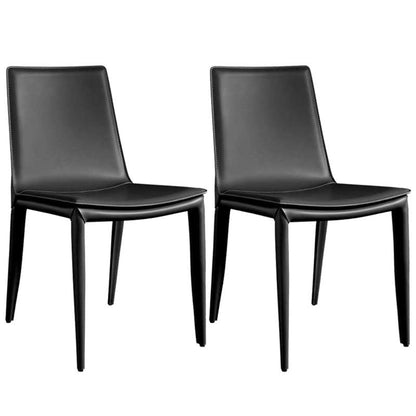 Contemporary Kitchen PU Leather Dining Side Chair Parson Dining Side Chair Black 2 Piece Set Clearhalo ' kitchen&dining_furn' 'Dining Chairs' 'Dining Tables & Seating' 'dining_chair' 'furn' 'furn_dining_chair' 'Furniture' 'furniture_dining_chair' 'Kitchen & Dining Furniture' 'kitchen' 3493263