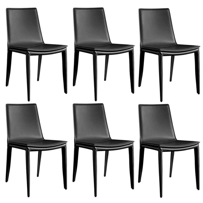 Contemporary Kitchen PU Leather Dining Side Chair Parson Dining Side Chair Black 6 Piece Set Clearhalo ' kitchen&dining_furn' 'Dining Chairs' 'Dining Tables & Seating' 'dining_chair' 'furn' 'furn_dining_chair' 'Furniture' 'furniture_dining_chair' 'Kitchen & Dining Furniture' 'kitchen' 3493266
