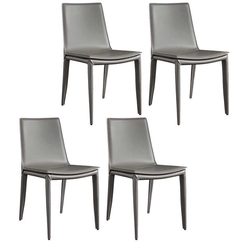 Contemporary Kitchen PU Leather Dining Side Chair Parson Dining Side Chair Grey 4 Piece Set Clearhalo ' kitchen&dining_furn' 'Dining Chairs' 'Dining Tables & Seating' 'dining_chair' 'furn' 'furn_dining_chair' 'Furniture' 'furniture_dining_chair' 'Kitchen & Dining Furniture' 'kitchen' 3493271