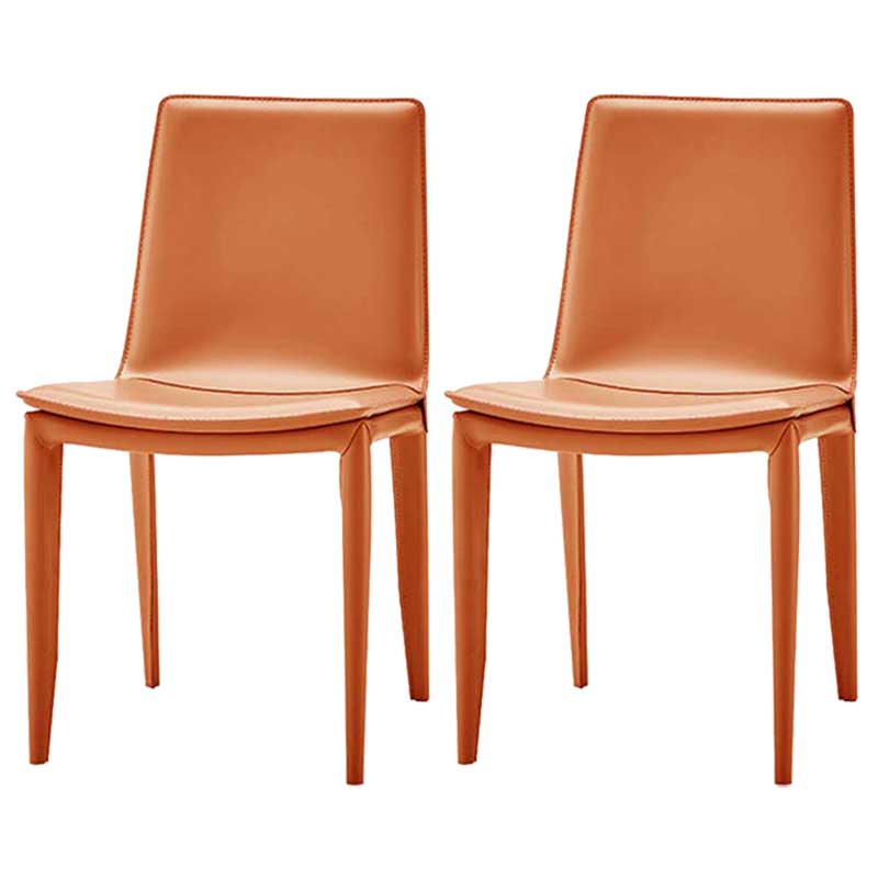 Contemporary Kitchen PU Leather Dining Side Chair Parson Dining Side Chair Orange 2 Piece Set Clearhalo ' kitchen&dining_furn' 'Dining Chairs' 'Dining Tables & Seating' 'dining_chair' 'furn' 'furn_dining_chair' 'Furniture' 'furniture_dining_chair' 'Kitchen & Dining Furniture' 'kitchen' 3493275