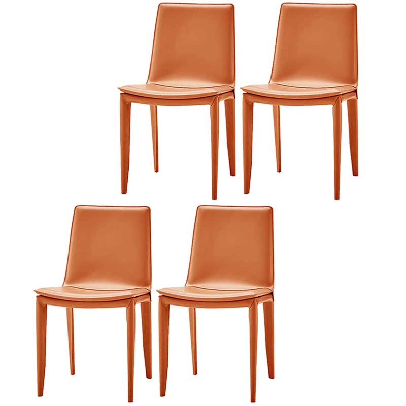 Contemporary Kitchen PU Leather Dining Side Chair Parson Dining Side Chair Orange 4 Piece Set Clearhalo ' kitchen&dining_furn' 'Dining Chairs' 'Dining Tables & Seating' 'dining_chair' 'furn' 'furn_dining_chair' 'Furniture' 'furniture_dining_chair' 'Kitchen & Dining Furniture' 'kitchen' 3493276