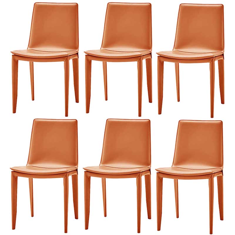 Contemporary Kitchen PU Leather Dining Side Chair Parson Dining Side Chair Orange 6 Piece Set Clearhalo ' kitchen&dining_furn' 'Dining Chairs' 'Dining Tables & Seating' 'dining_chair' 'furn' 'furn_dining_chair' 'Furniture' 'furniture_dining_chair' 'Kitchen & Dining Furniture' 'kitchen' 3493278