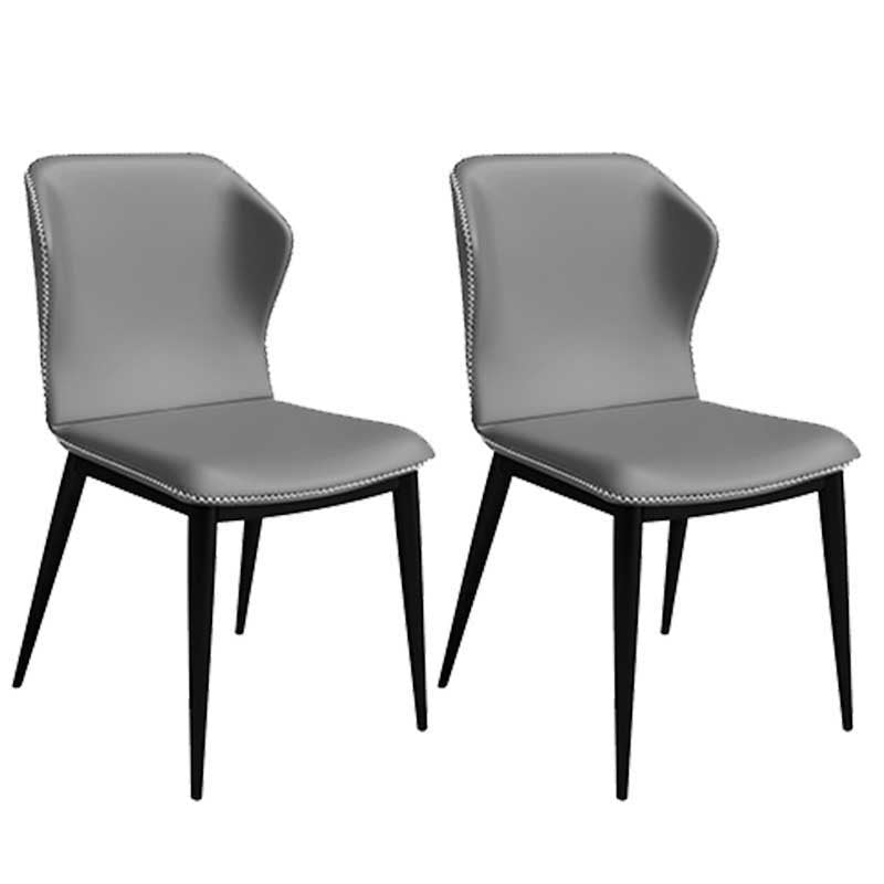 Contemporary Style Leather Dining Chair Wingback Side Chair for Home Use Grey 2 Piece Set Clearhalo ' kitchen&dining_furn' 'Dining Chairs' 'Dining Tables & Seating' 'dining_chair' 'furn' 'furn_dining_chair' 'Furniture' 'furniture_dining_chair' 'Kitchen & Dining Furniture' 'kitchen' 3493286