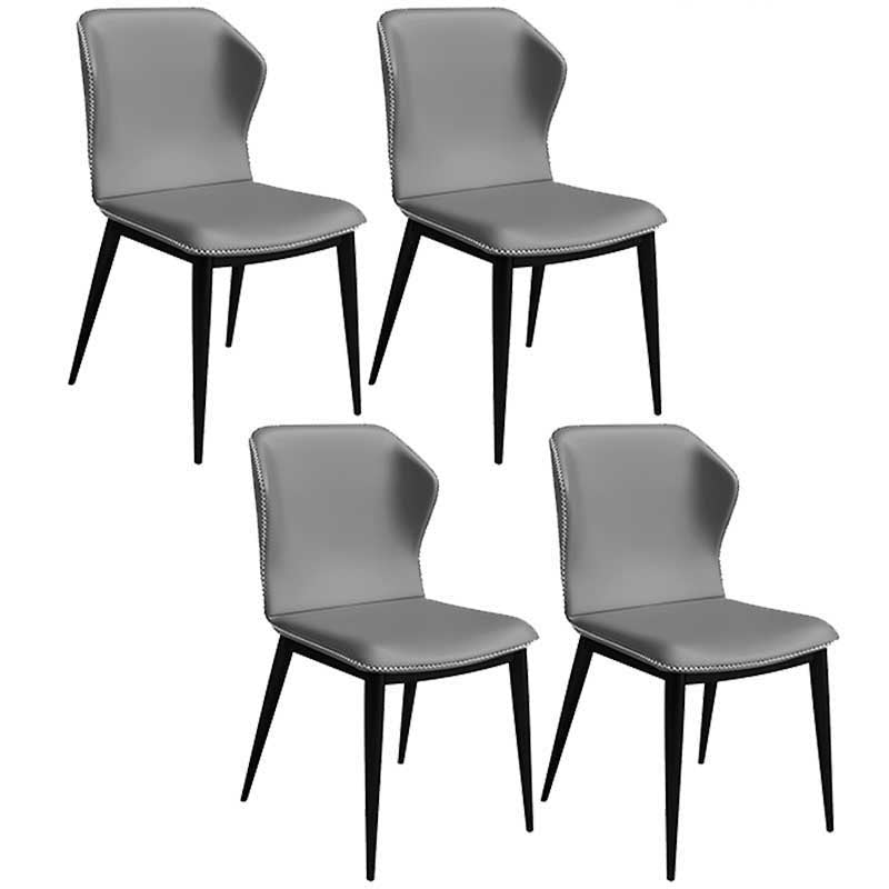Contemporary Style Leather Dining Chair Wingback Side Chair for Home Use Grey 4 Piece Set Clearhalo ' kitchen&dining_furn' 'Dining Chairs' 'Dining Tables & Seating' 'dining_chair' 'furn' 'furn_dining_chair' 'Furniture' 'furniture_dining_chair' 'Kitchen & Dining Furniture' 'kitchen' 3493288