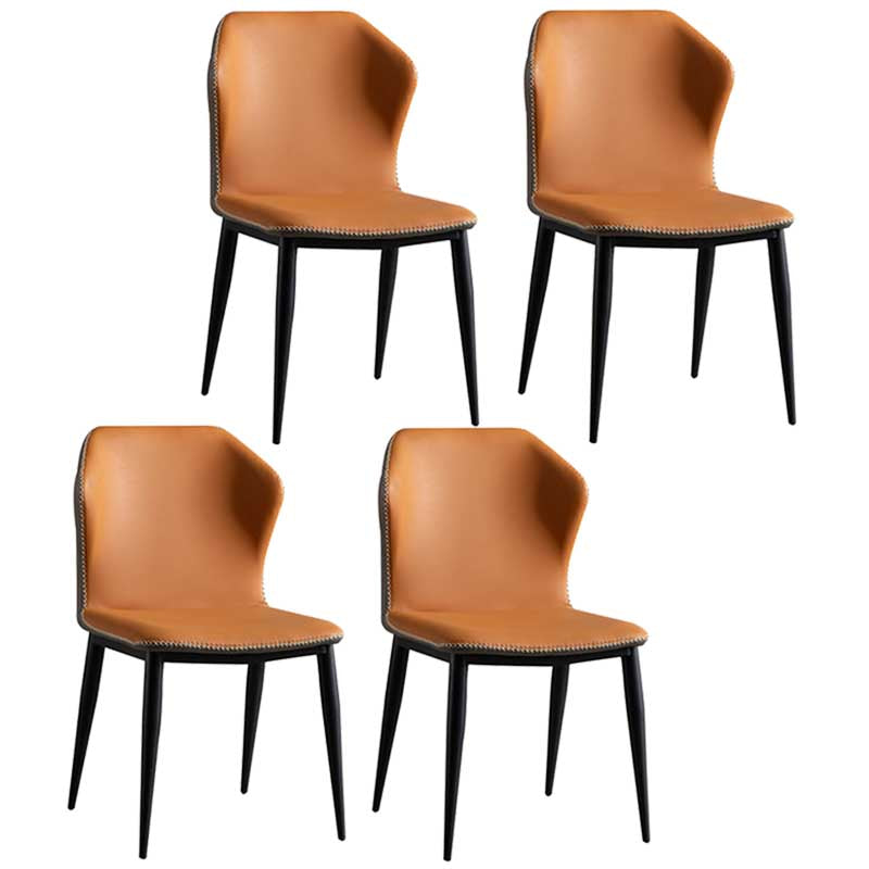 Contemporary Style Leather Dining Chair Wingback Side Chair for Home Use Orange 4 Piece Set Clearhalo ' kitchen&dining_furn' 'Dining Chairs' 'Dining Tables & Seating' 'dining_chair' 'furn' 'furn_dining_chair' 'Furniture' 'furniture_dining_chair' 'Kitchen & Dining Furniture' 'kitchen' 3493293
