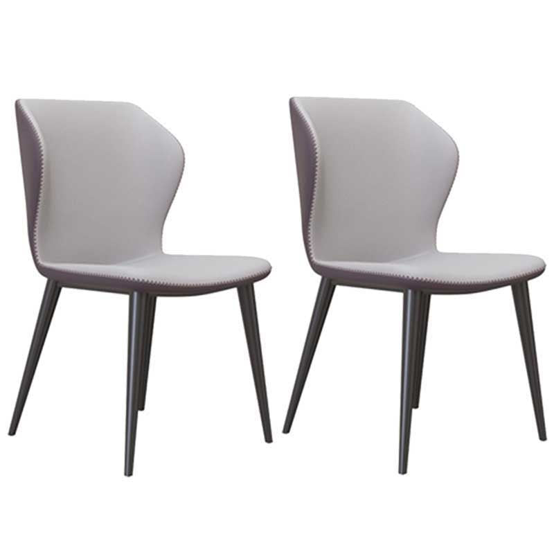 Contemporary Style Leather Dining Chair Wingback Side Chair for Home Use Light Gray 2 Piece Set Clearhalo ' kitchen&dining_furn' 'Dining Chairs' 'Dining Tables & Seating' 'dining_chair' 'furn' 'furn_dining_chair' 'Furniture' 'furniture_dining_chair' 'Kitchen & Dining Furniture' 'kitchen' 3493298