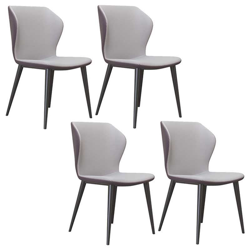 Contemporary Style Leather Dining Chair Wingback Side Chair for Home Use Light Gray 4 Piece Set Clearhalo ' kitchen&dining_furn' 'Dining Chairs' 'Dining Tables & Seating' 'dining_chair' 'furn' 'furn_dining_chair' 'Furniture' 'furniture_dining_chair' 'Kitchen & Dining Furniture' 'kitchen' 3493299