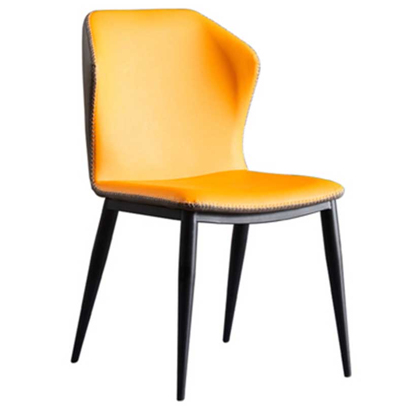 Contemporary Style Leather Dining Chair Wingback Side Chair for Home Use Yellow 1 Piece Clearhalo ' kitchen&dining_furn' 'Dining Chairs' 'Dining Tables & Seating' 'dining_chair' 'furn' 'furn_dining_chair' 'Furniture' 'furniture_dining_chair' 'Kitchen & Dining Furniture' 'kitchen' 3493302