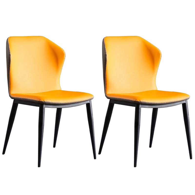 Contemporary Style Leather Dining Chair Wingback Side Chair for Home Use Yellow 2 Piece Set Clearhalo ' kitchen&dining_furn' 'Dining Chairs' 'Dining Tables & Seating' 'dining_chair' 'furn' 'furn_dining_chair' 'Furniture' 'furniture_dining_chair' 'Kitchen & Dining Furniture' 'kitchen' 3493303
