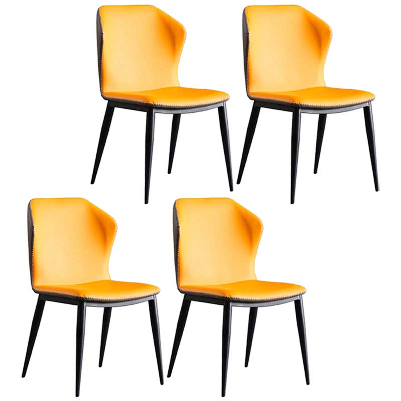 Contemporary Style Leather Dining Chair Wingback Side Chair for Home Use Yellow 4 Piece Set Clearhalo ' kitchen&dining_furn' 'Dining Chairs' 'Dining Tables & Seating' 'dining_chair' 'furn' 'furn_dining_chair' 'Furniture' 'furniture_dining_chair' 'Kitchen & Dining Furniture' 'kitchen' 3493305