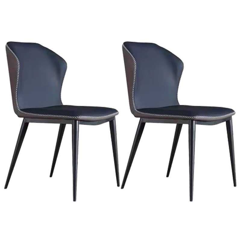 Contemporary Style Leather Dining Chair Wingback Side Chair for Home Use Blue 2 Piece Set Clearhalo ' kitchen&dining_furn' 'Dining Chairs' 'Dining Tables & Seating' 'dining_chair' 'furn' 'furn_dining_chair' 'Furniture' 'furniture_dining_chair' 'Kitchen & Dining Furniture' 'kitchen' 3493310