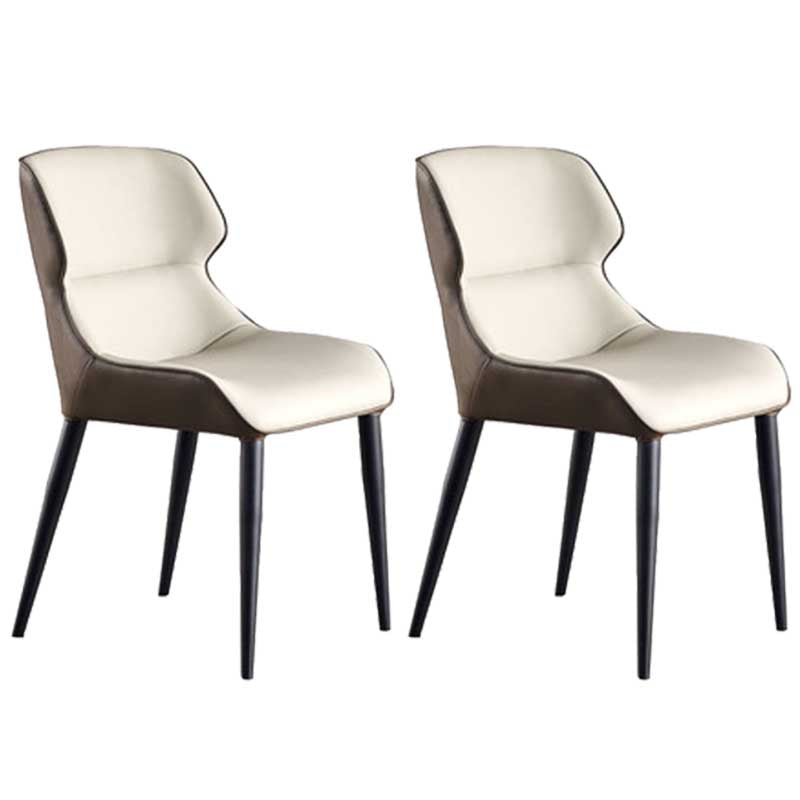 Modern Style Upholstered Chair Stackable Wingback Parsons Chair for Home White 2 Piece Set Clearhalo ' kitchen&dining_furn' 'Dining Chairs' 'Dining Tables & Seating' 'dining_chair' 'furn' 'furn_dining_chair' 'Furniture' 'furniture_dining_chair' 'Kitchen & Dining Furniture' 'kitchen' 3493316