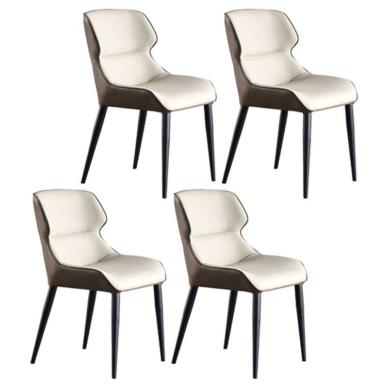 Modern Style Upholstered Chair Stackable Wingback Parsons Chair for Home White 4 Piece Set Clearhalo ' kitchen&dining_furn' 'Dining Chairs' 'Dining Tables & Seating' 'dining_chair' 'furn' 'furn_dining_chair' 'Furniture' 'furniture_dining_chair' 'Kitchen & Dining Furniture' 'kitchen' 3493317