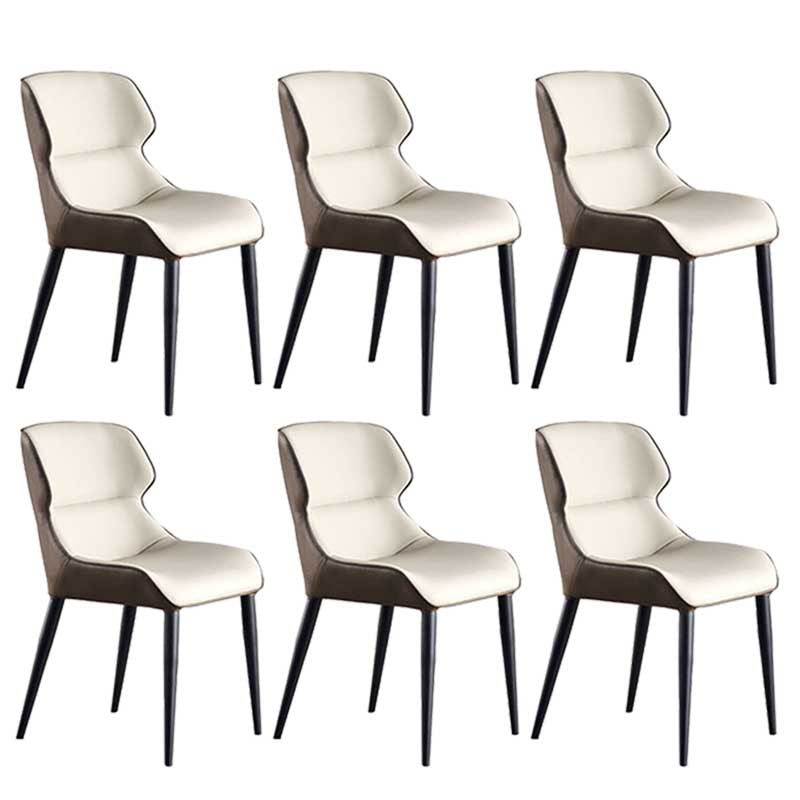 Modern Style Upholstered Chair Stackable Wingback Parsons Chair for Home White 6 Piece Set Clearhalo ' kitchen&dining_furn' 'Dining Chairs' 'Dining Tables & Seating' 'dining_chair' 'furn' 'furn_dining_chair' 'Furniture' 'furniture_dining_chair' 'Kitchen & Dining Furniture' 'kitchen' 3493320