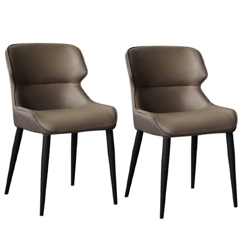 Modern Style Upholstered Chair Stackable Wingback Parsons Chair for Home Brown 2 Piece Set Clearhalo ' kitchen&dining_furn' 'Dining Chairs' 'Dining Tables & Seating' 'dining_chair' 'furn' 'furn_dining_chair' 'Furniture' 'furniture_dining_chair' 'Kitchen & Dining Furniture' 'kitchen' 3493321