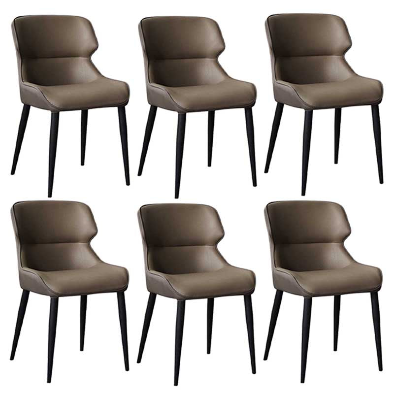 Modern Style Upholstered Chair Stackable Wingback Parsons Chair for Home Brown 6 Piece Set Clearhalo ' kitchen&dining_furn' 'Dining Chairs' 'Dining Tables & Seating' 'dining_chair' 'furn' 'furn_dining_chair' 'Furniture' 'furniture_dining_chair' 'Kitchen & Dining Furniture' 'kitchen' 3493326