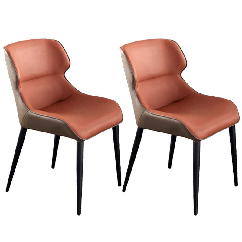 Modern Style Upholstered Chair Stackable Wingback Parsons Chair for Home Orange 2 Piece Set Clearhalo ' kitchen&dining_furn' 'Dining Chairs' 'Dining Tables & Seating' 'dining_chair' 'furn' 'furn_dining_chair' 'Furniture' 'furniture_dining_chair' 'Kitchen & Dining Furniture' 'kitchen' 3493328