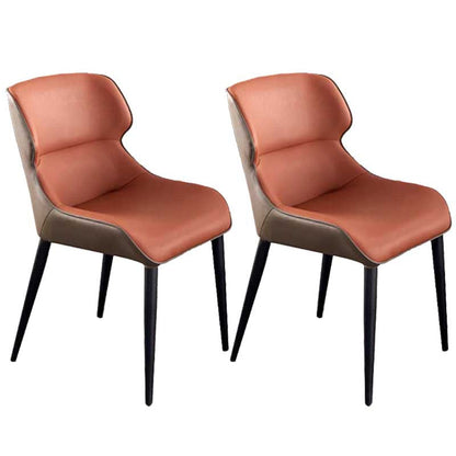 Modern Style Upholstered Chair Stackable Wingback Parsons Chair for Home Orange 2 Piece Set Clearhalo ' kitchen&dining_furn' 'Dining Chairs' 'Dining Tables & Seating' 'dining_chair' 'furn' 'furn_dining_chair' 'Furniture' 'furniture_dining_chair' 'Kitchen & Dining Furniture' 'kitchen' 3493328