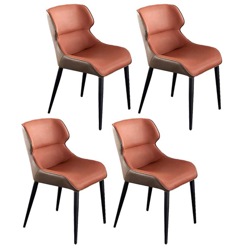 Modern Style Upholstered Chair Stackable Wingback Parsons Chair for Home Orange 4 Piece Set Clearhalo ' kitchen&dining_furn' 'Dining Chairs' 'Dining Tables & Seating' 'dining_chair' 'furn' 'furn_dining_chair' 'Furniture' 'furniture_dining_chair' 'Kitchen & Dining Furniture' 'kitchen' 3493330