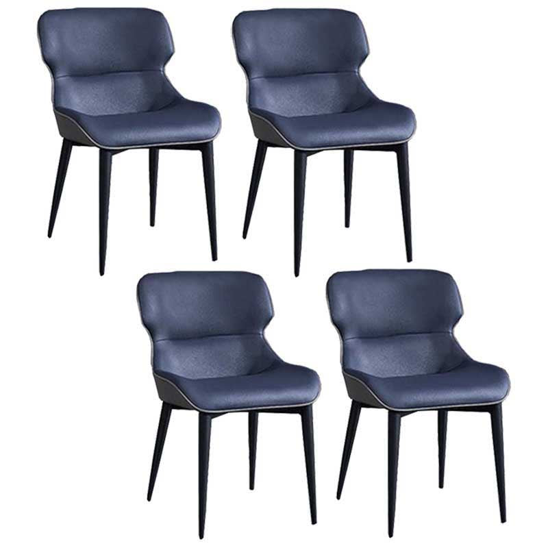 Modern Style Upholstered Chair Stackable Wingback Parsons Chair for Home Blue 4 Piece Set Clearhalo ' kitchen&dining_furn' 'Dining Chairs' 'Dining Tables & Seating' 'dining_chair' 'furn' 'furn_dining_chair' 'Furniture' 'furniture_dining_chair' 'Kitchen & Dining Furniture' 'kitchen' 3493335