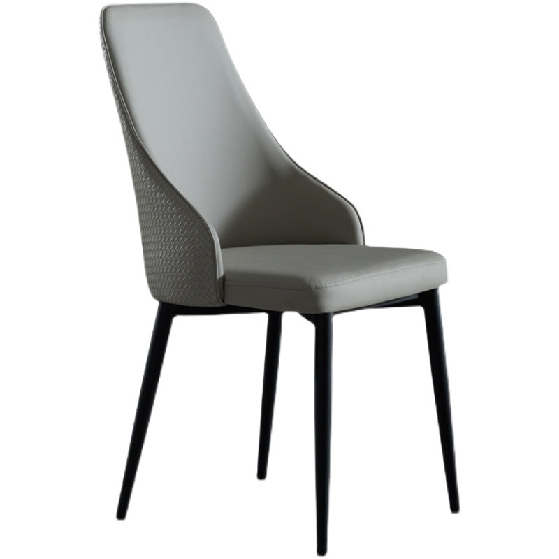 Industrial Dining Chair with 4 Black Metal Legs Solid Back Chair for Home Use Grey 1 Piece Clearhalo ' kitchen&dining_furn' 'Dining Chairs' 'Dining Tables & Seating' 'dining_chair' 'furn' 'furn_dining_chair' 'Furniture' 'furniture_dining_chair' 'Kitchen & Dining Furniture' 'kitchen' 3493343