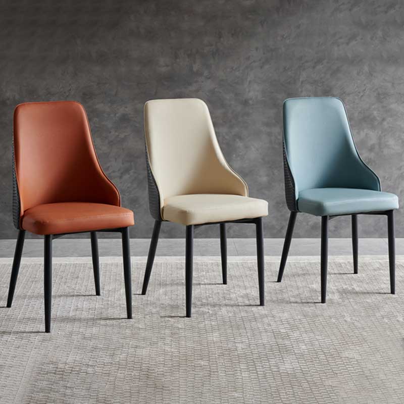 Industrial Dining Chair with 4 Black Metal Legs Solid Back Chair for Home Use Clearhalo ' kitchen&dining_furn' 'Dining Chairs' 'Dining Tables & Seating' 'dining_chair' 'furn' 'furn_dining_chair' 'Furniture' 'furniture_dining_chair' 'Kitchen & Dining Furniture' 'kitchen' 3493346