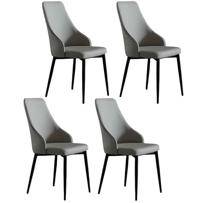 Industrial Dining Chair with 4 Black Metal Legs Solid Back Chair for Home Use Grey 4 Piece Set Clearhalo ' kitchen&dining_furn' 'Dining Chairs' 'Dining Tables & Seating' 'dining_chair' 'furn' 'furn_dining_chair' 'Furniture' 'furniture_dining_chair' 'Kitchen & Dining Furniture' 'kitchen' 3493347