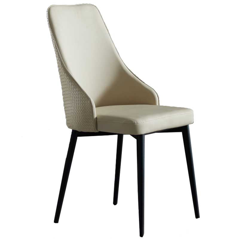 Industrial Dining Chair with 4 Black Metal Legs Solid Back Chair for Home Use Beige 1 Piece Clearhalo ' kitchen&dining_furn' 'Dining Chairs' 'Dining Tables & Seating' 'dining_chair' 'furn' 'furn_dining_chair' 'Furniture' 'furniture_dining_chair' 'Kitchen & Dining Furniture' 'kitchen' 3493354