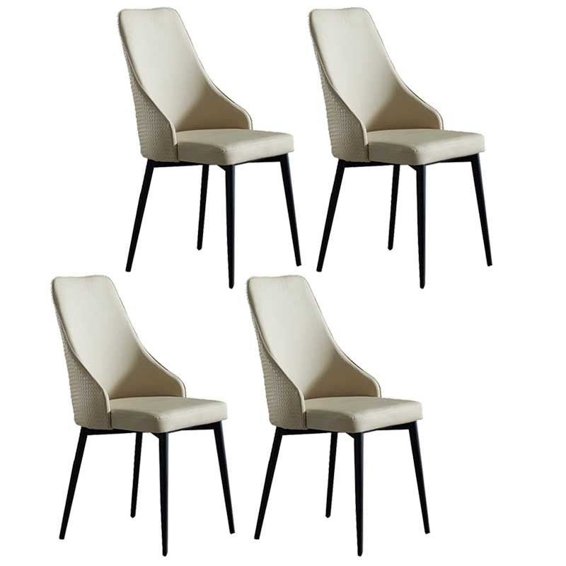 Industrial Dining Chair with 4 Black Metal Legs Solid Back Chair for Home Use Beige 4 Piece Set Clearhalo ' kitchen&dining_furn' 'Dining Chairs' 'Dining Tables & Seating' 'dining_chair' 'furn' 'furn_dining_chair' 'Furniture' 'furniture_dining_chair' 'Kitchen & Dining Furniture' 'kitchen' 3493358