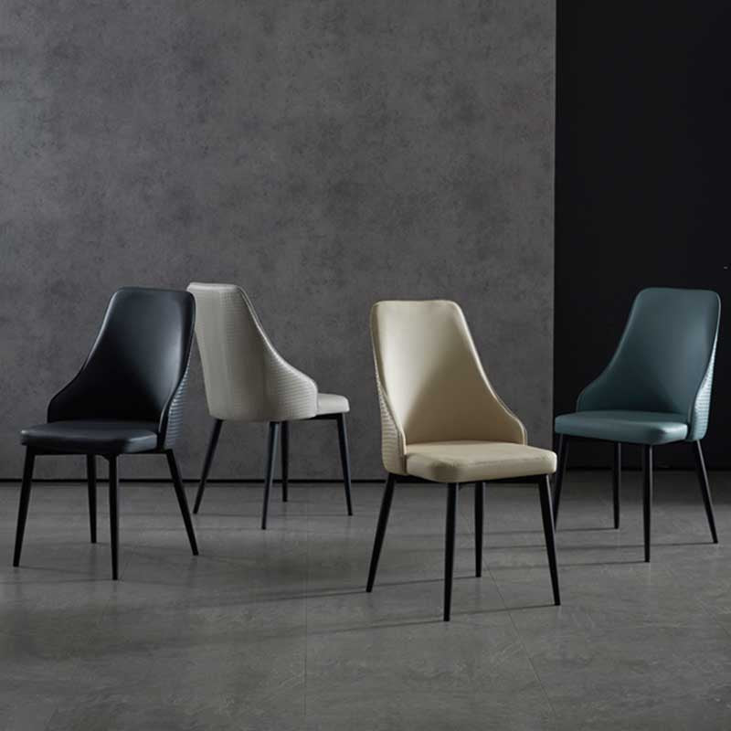 Industrial Dining Chair with 4 Black Metal Legs Solid Back Chair for Home Use Clearhalo ' kitchen&dining_furn' 'Dining Chairs' 'Dining Tables & Seating' 'dining_chair' 'furn' 'furn_dining_chair' 'Furniture' 'furniture_dining_chair' 'Kitchen & Dining Furniture' 'kitchen' 3493362