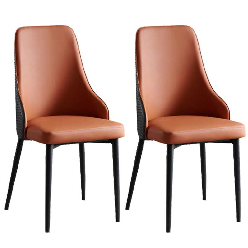 Industrial Dining Chair with 4 Black Metal Legs Solid Back Chair for Home Use Orange 2 Piece Set Clearhalo ' kitchen&dining_furn' 'Dining Chairs' 'Dining Tables & Seating' 'dining_chair' 'furn' 'furn_dining_chair' 'Furniture' 'furniture_dining_chair' 'Kitchen & Dining Furniture' 'kitchen' 3493363