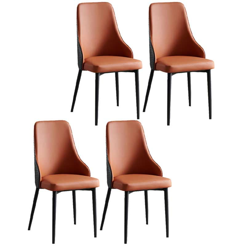 Industrial Dining Chair with 4 Black Metal Legs Solid Back Chair for Home Use Orange 4 Piece Set Clearhalo ' kitchen&dining_furn' 'Dining Chairs' 'Dining Tables & Seating' 'dining_chair' 'furn' 'furn_dining_chair' 'Furniture' 'furniture_dining_chair' 'Kitchen & Dining Furniture' 'kitchen' 3493364
