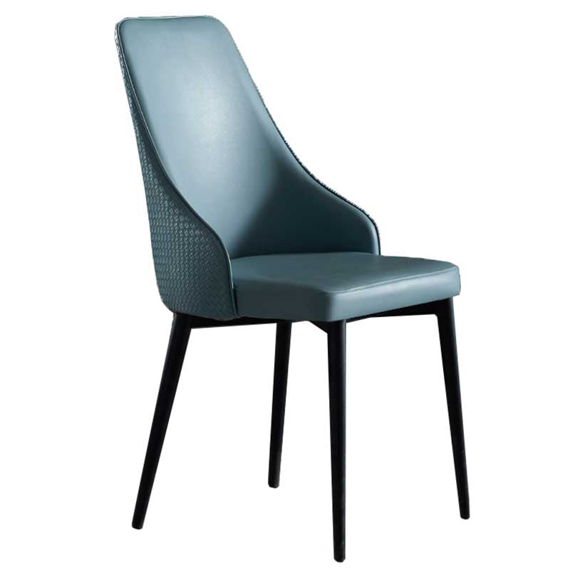 Industrial Dining Chair with 4 Black Metal Legs Solid Back Chair for Home Use Blue 1 Piece Clearhalo ' kitchen&dining_furn' 'Dining Chairs' 'Dining Tables & Seating' 'dining_chair' 'furn' 'furn_dining_chair' 'Furniture' 'furniture_dining_chair' 'Kitchen & Dining Furniture' 'kitchen' 3493365