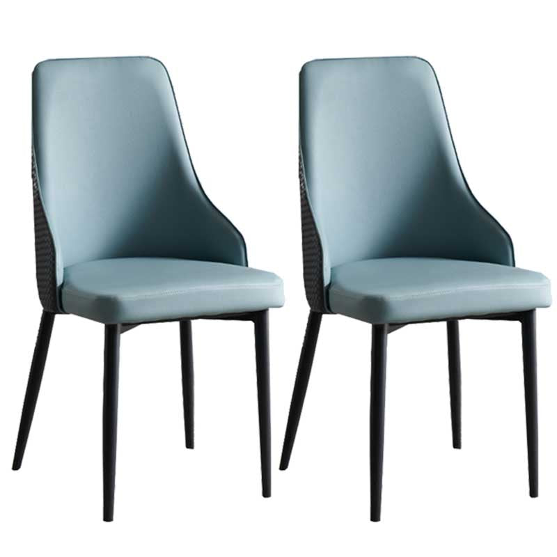 Industrial Dining Chair with 4 Black Metal Legs Solid Back Chair for Home Use Blue-Black 2 Piece Set Clearhalo ' kitchen&dining_furn' 'Dining Chairs' 'Dining Tables & Seating' 'dining_chair' 'furn' 'furn_dining_chair' 'Furniture' 'furniture_dining_chair' 'Kitchen & Dining Furniture' 'kitchen' 3493369