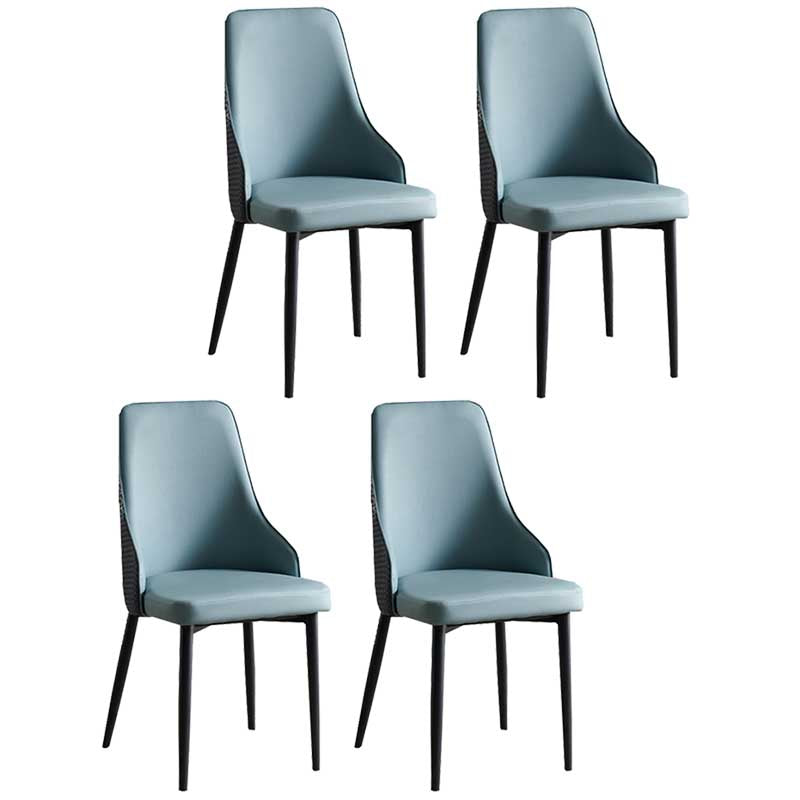 Industrial Dining Chair with 4 Black Metal Legs Solid Back Chair for Home Use Blue-Black 4 Piece Set Clearhalo ' kitchen&dining_furn' 'Dining Chairs' 'Dining Tables & Seating' 'dining_chair' 'furn' 'furn_dining_chair' 'Furniture' 'furniture_dining_chair' 'Kitchen & Dining Furniture' 'kitchen' 3493370