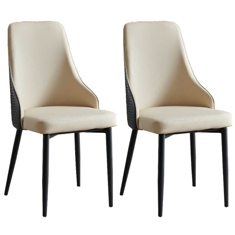 Industrial Dining Chair with 4 Black Metal Legs Solid Back Chair for Home Use Off-White 2 Piece Set Clearhalo ' kitchen&dining_furn' 'Dining Chairs' 'Dining Tables & Seating' 'dining_chair' 'furn' 'furn_dining_chair' 'Furniture' 'furniture_dining_chair' 'Kitchen & Dining Furniture' 'kitchen' 3493372