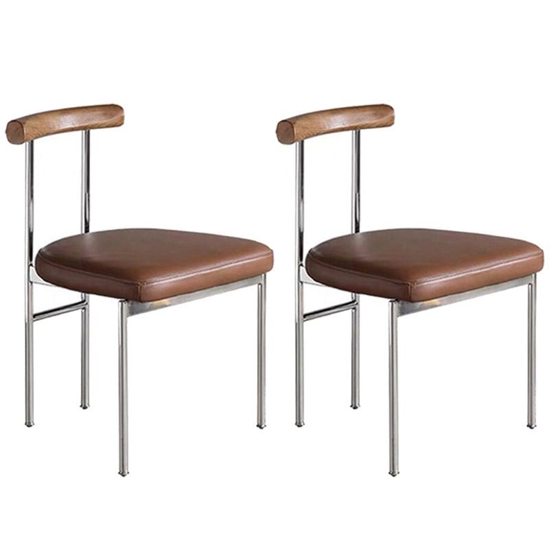 Metal Industrial Dining Room Side Chair Matte Finish Ladder Back Side Chair Brown 2 Piece Set Clearhalo ' kitchen&dining_furn' 'Dining Chairs' 'Dining Tables & Seating' 'dining_chair' 'furn' 'furn_dining_chair' 'Furniture' 'furniture_dining_chair' 'Kitchen & Dining Furniture' 'kitchen' 3493375
