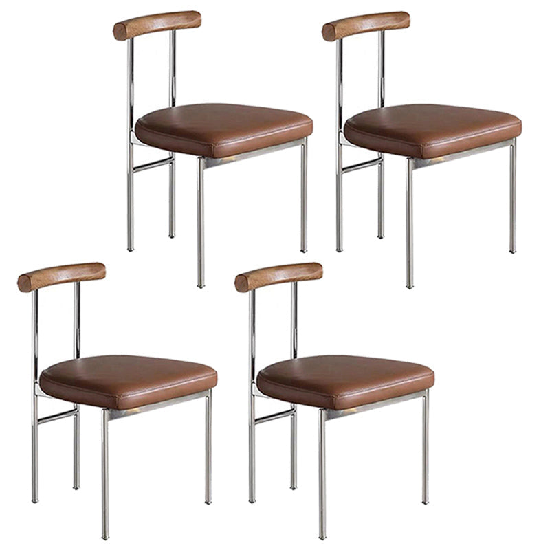 Metal Industrial Dining Room Side Chair Matte Finish Ladder Back Side Chair Brown 4 Piece Set Clearhalo ' kitchen&dining_furn' 'Dining Chairs' 'Dining Tables & Seating' 'dining_chair' 'furn' 'furn_dining_chair' 'Furniture' 'furniture_dining_chair' 'Kitchen & Dining Furniture' 'kitchen' 3493376